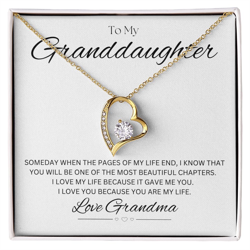 TO MY GRANDDAUGHTER - Love Grandma - Forever Love Necklace (White background)