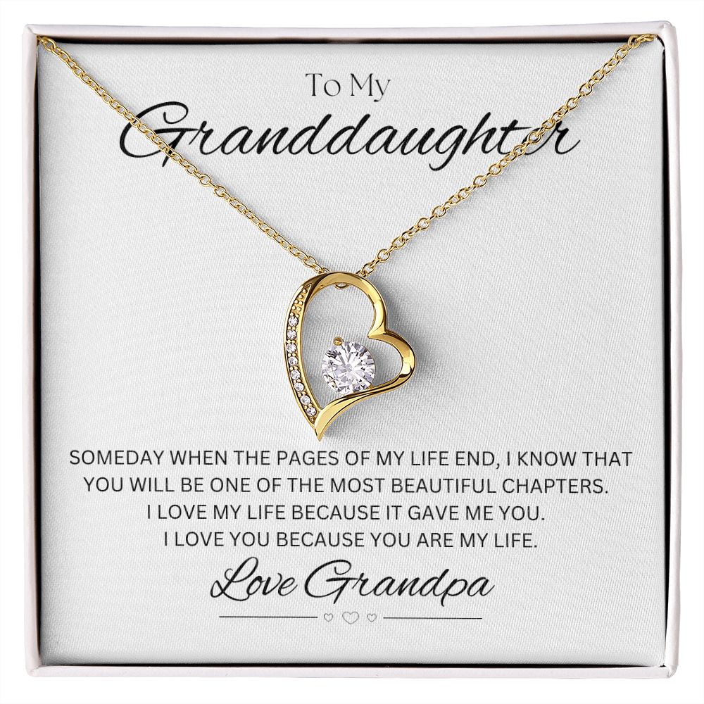 TO MY GRANDDAUGHTER - Love Grandpa - Forever Love Necklace (White background)