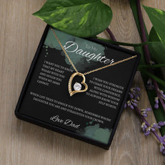 TO MY DAUGHTER - Love Dad - Forever Love Necklace (Black & watercolor background)