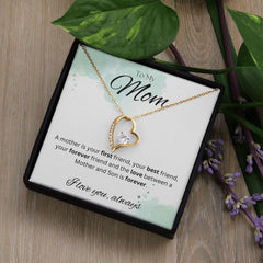 TO MY MOM - Between a Mother and Son - Forever Love Necklace (White & watercolor background)