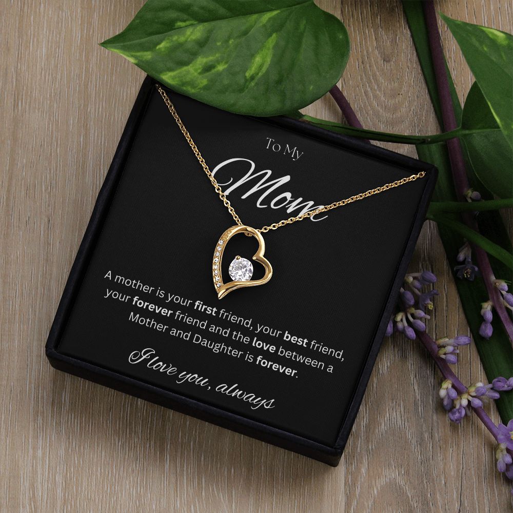 TO MY MOM - Between a Mother and Daughter - Forever Love Necklace (Black background)