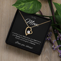 TO MY MOM - Between a Mother and Daughter - Forever Love Necklace (Black background)