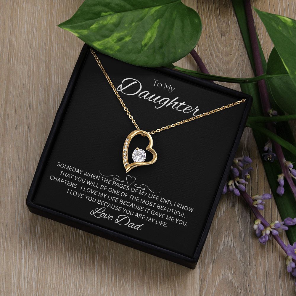 TO MY DAUGHTER - Love Dad - Forever Love Necklace (Black background)
