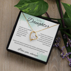 TO MY DAUGHTER - I love you always - Forever Love Necklace (White & watercolor background)