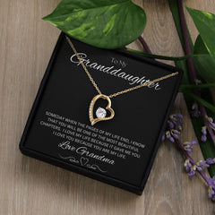 TO MY GRANDDAUGHTER - Love Grandma - Forever Love Necklace (Black background)