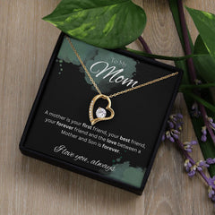 TO MY MOM - Between a Mother and Son - Forever Love Necklace (Black & watercolor background)