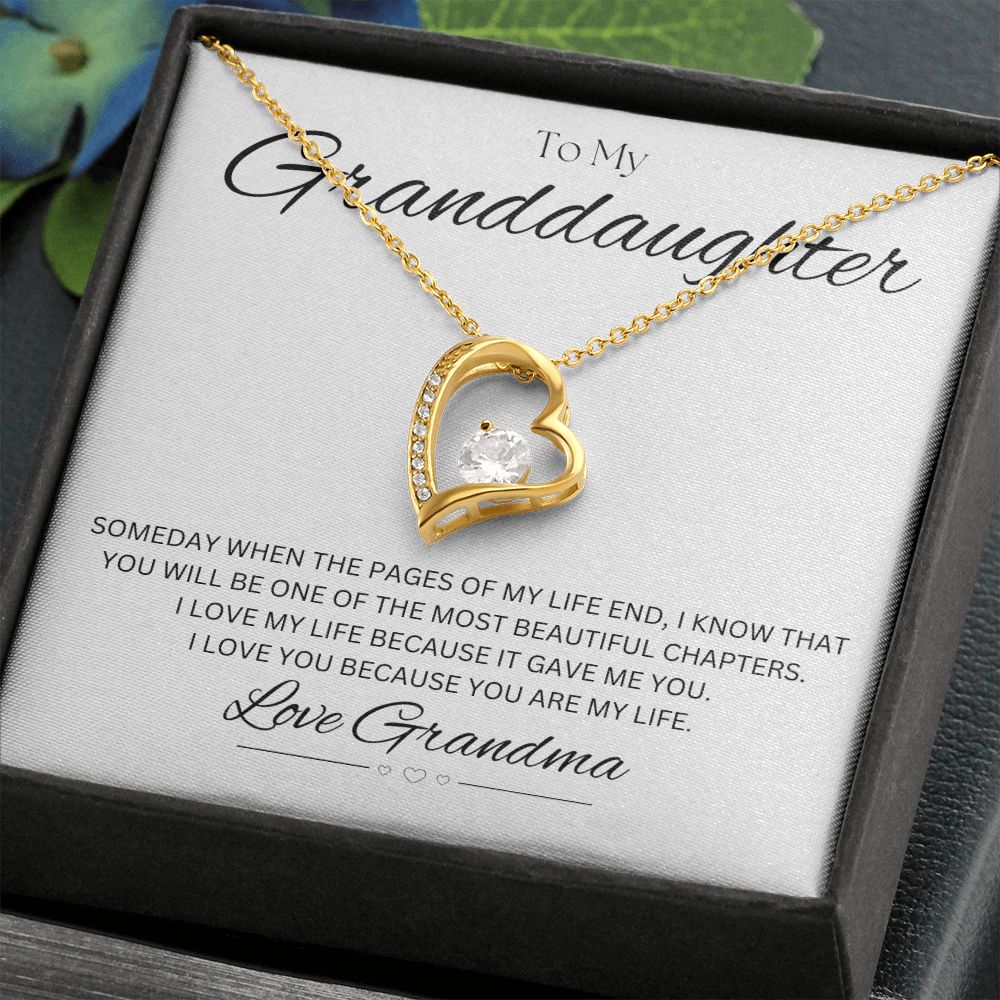 TO MY GRANDDAUGHTER - Love Grandma - Forever Love Necklace (White background)