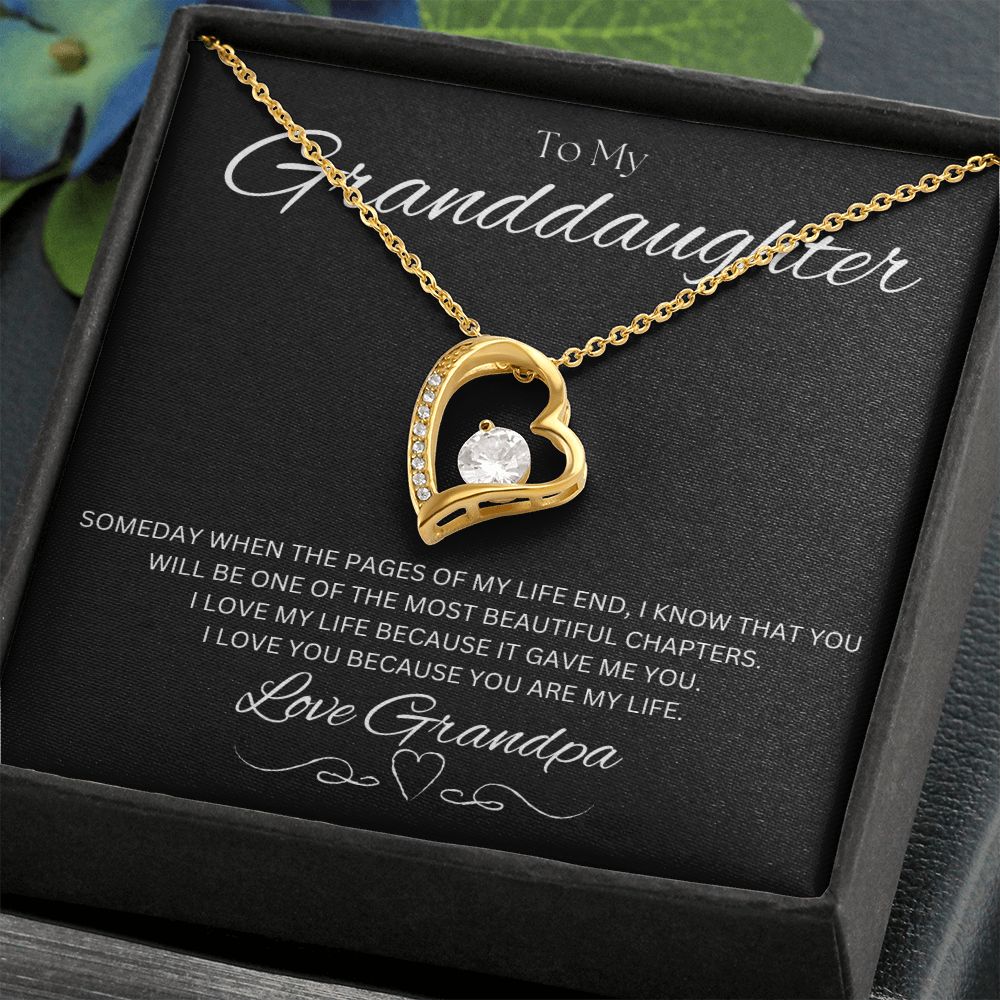 TO MY GRANDDAUGHTER - Love Grandpa - Forever Love Necklace (Black background)