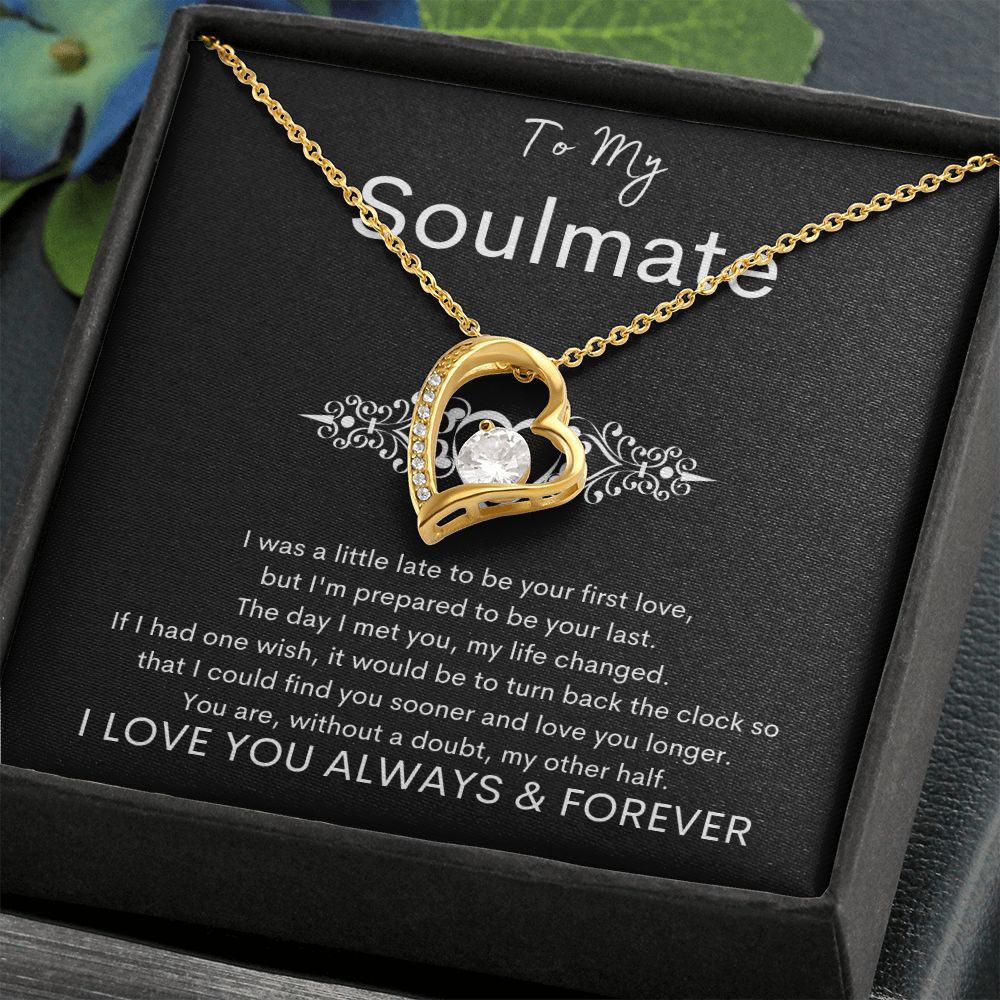 TO MY SOULMATE - My Other Half - Forever Love Necklace (Black background)