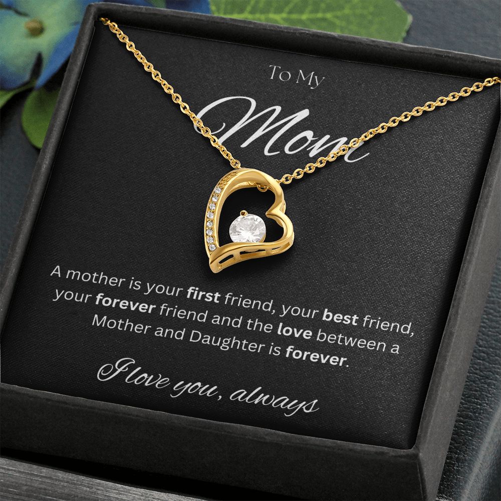 TO MY MOM - Between a Mother and Daughter - Forever Love Necklace (Black background)