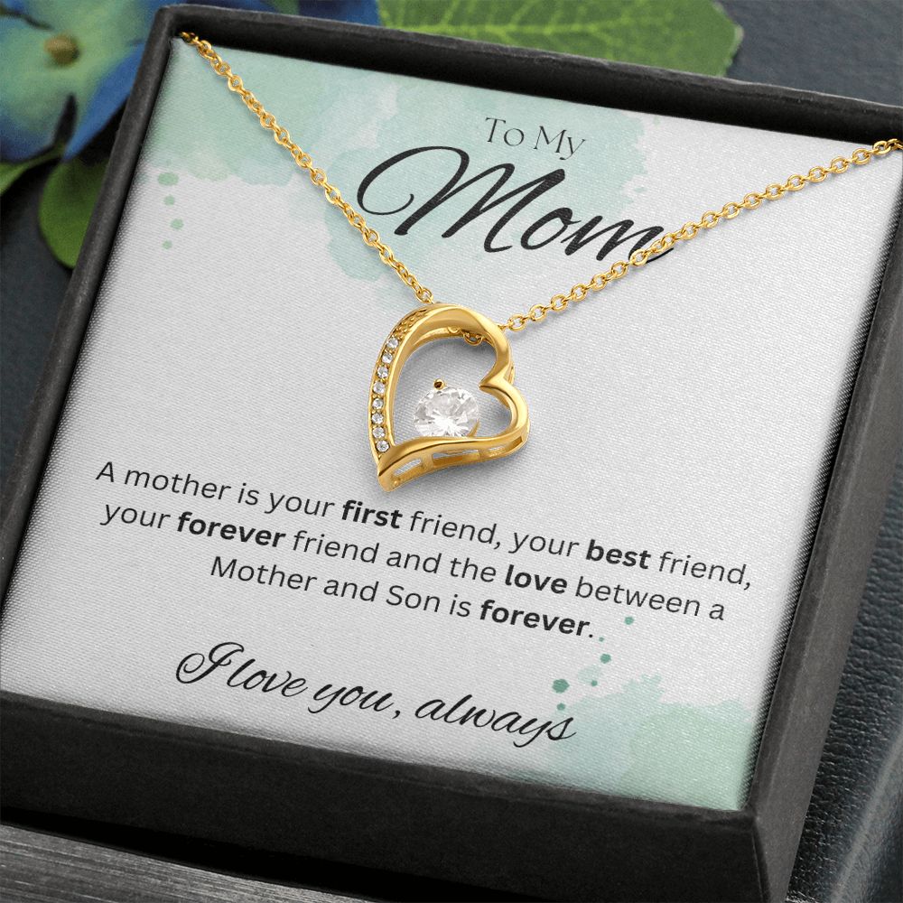 TO MY MOM - Between a Mother and Son - Forever Love Necklace (White & watercolor background)