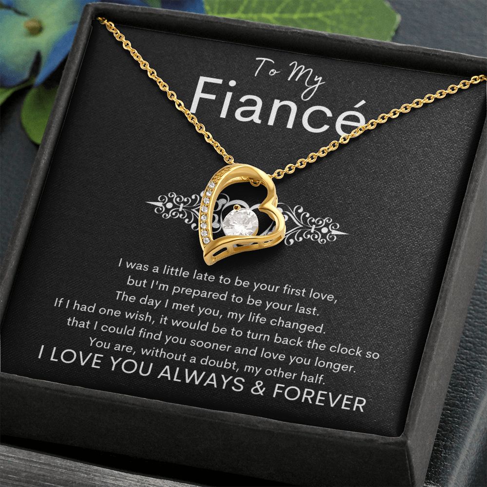 TO MY FIANCE - My Other Half - Forever Love Necklace (Black background)