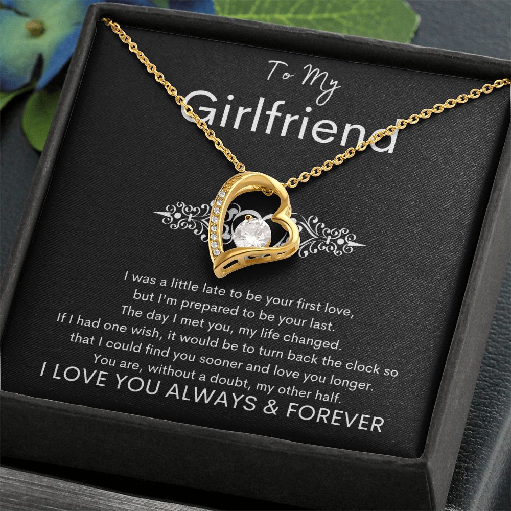 TO MY GIRLFRIEND - My Other Half - Forever Love Necklace (Black background)