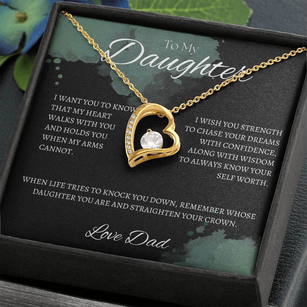 TO MY DAUGHTER - Love Dad - Forever Love Necklace (Black & watercolor background)