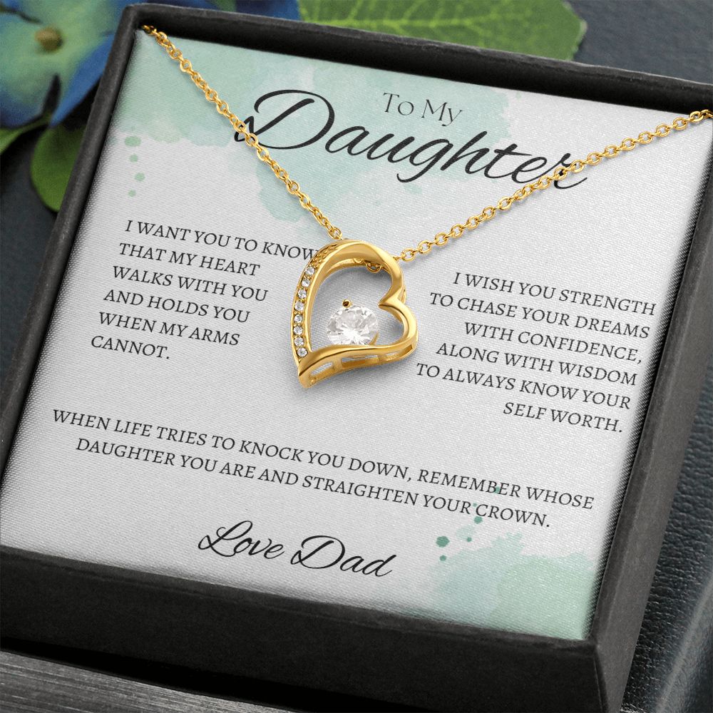 TO MY DAUGHTER - Love Dad - Forever Love Necklace (White & watercolor background)